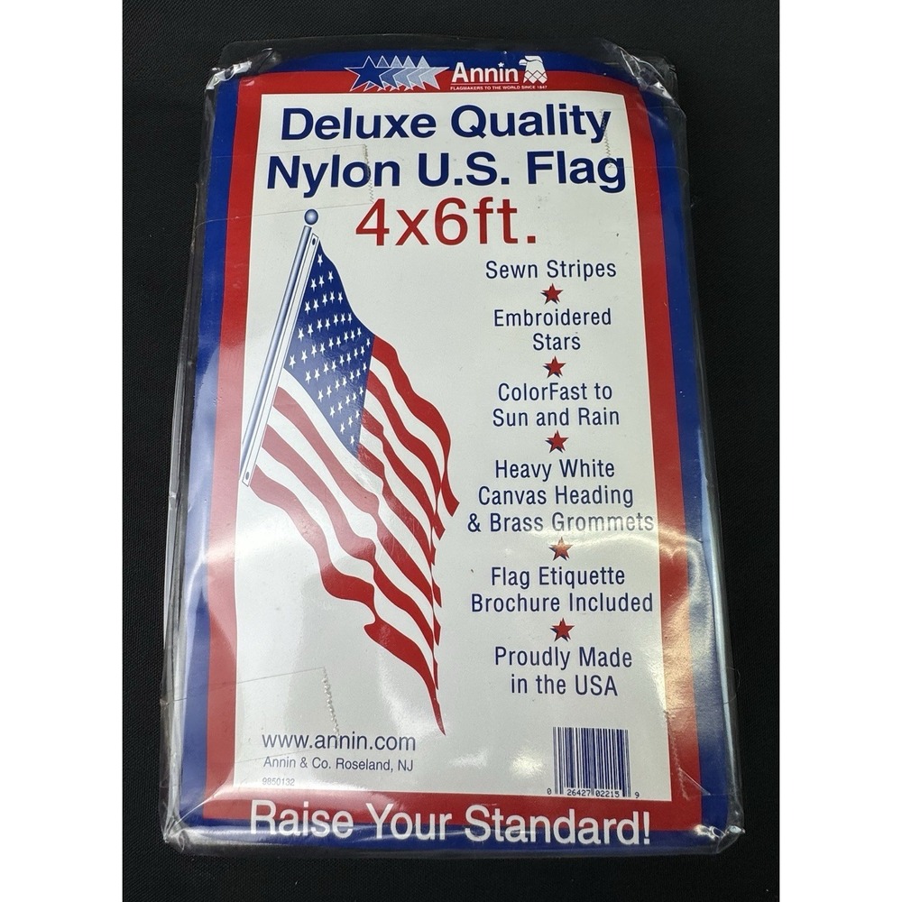 Annin & Co Deluxe Quality Nylon USA Flag 4 X 6 Feet Patriotic Red White & Blue
